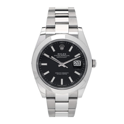 Rolex Stainless Steel 41mm Oyster Perpetual Datejust Watch Black 126300 1 of 7