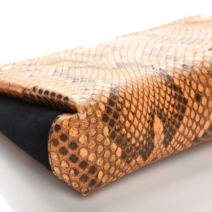 Proenza Schouler Python Calfskin Suede PS Elliot Clutch Orange Black 9 of 10
