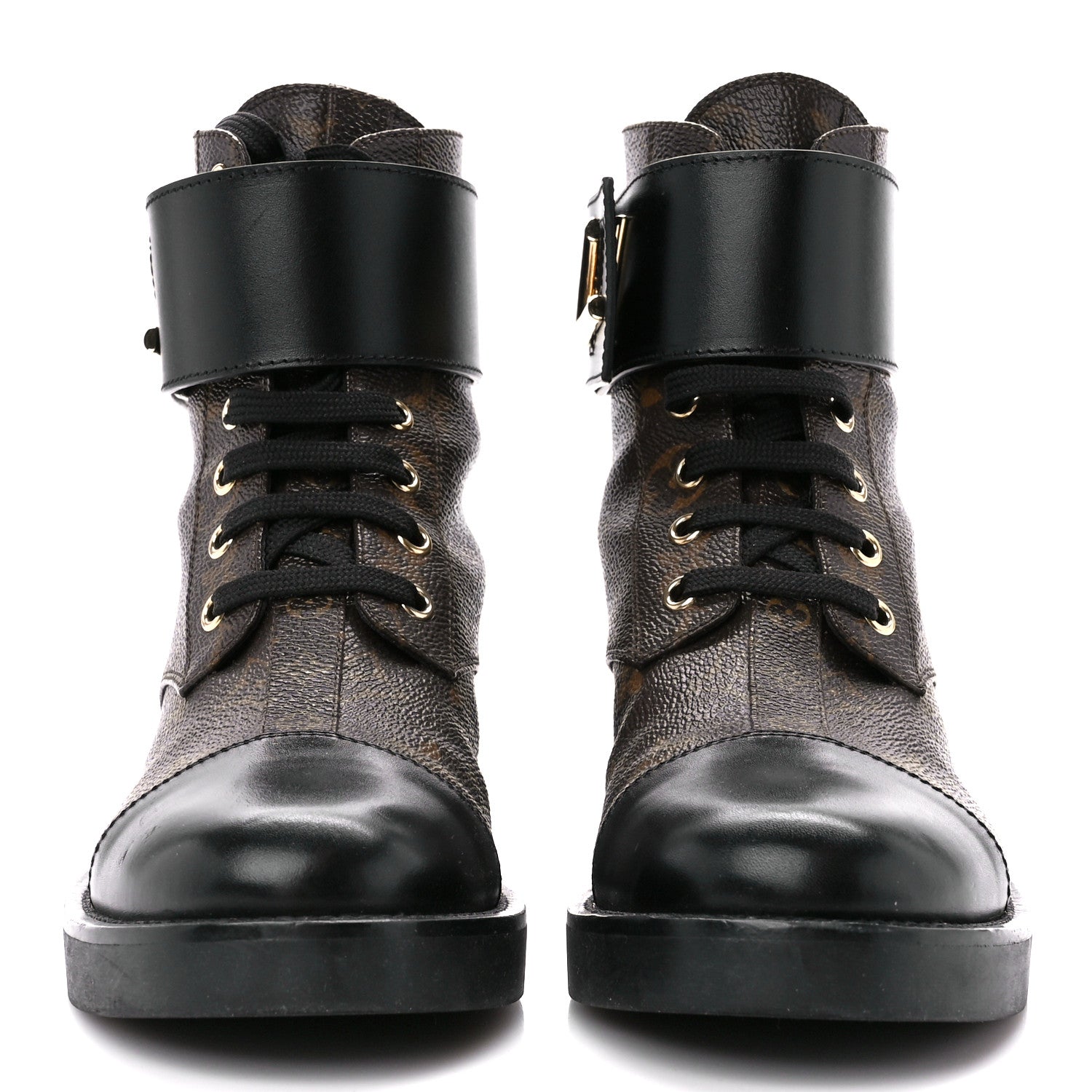 Louis Vuitton Calfskin Monogram Wonderland Flat Ranger Boots 37 Black 2 of 8