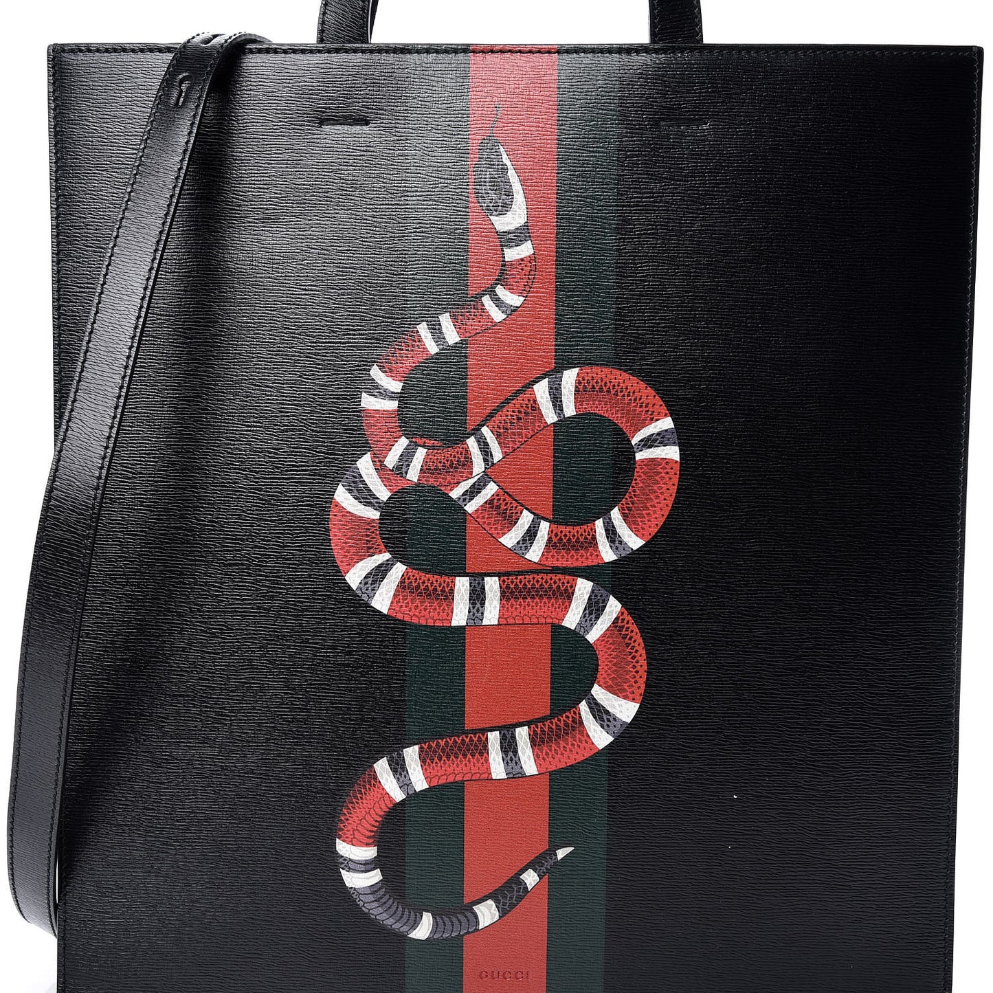 Calfskin Kingsnake Print Vertical Tote Black