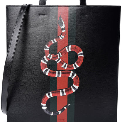Gucci Calfskin Kingsnake Print Vertical Tote Black 11 of 13