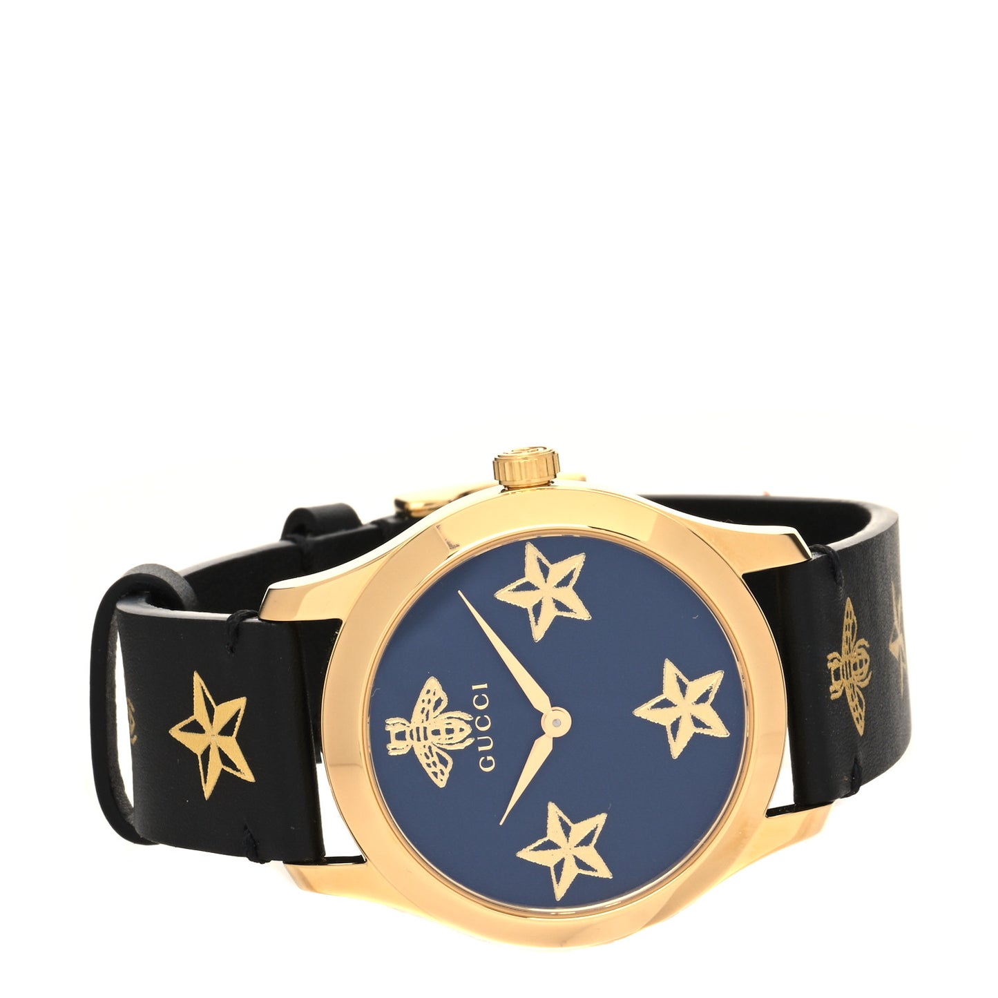 Stainless Steel Calfskin 38mm G-Timeless Bee Star Quartz Watch Black