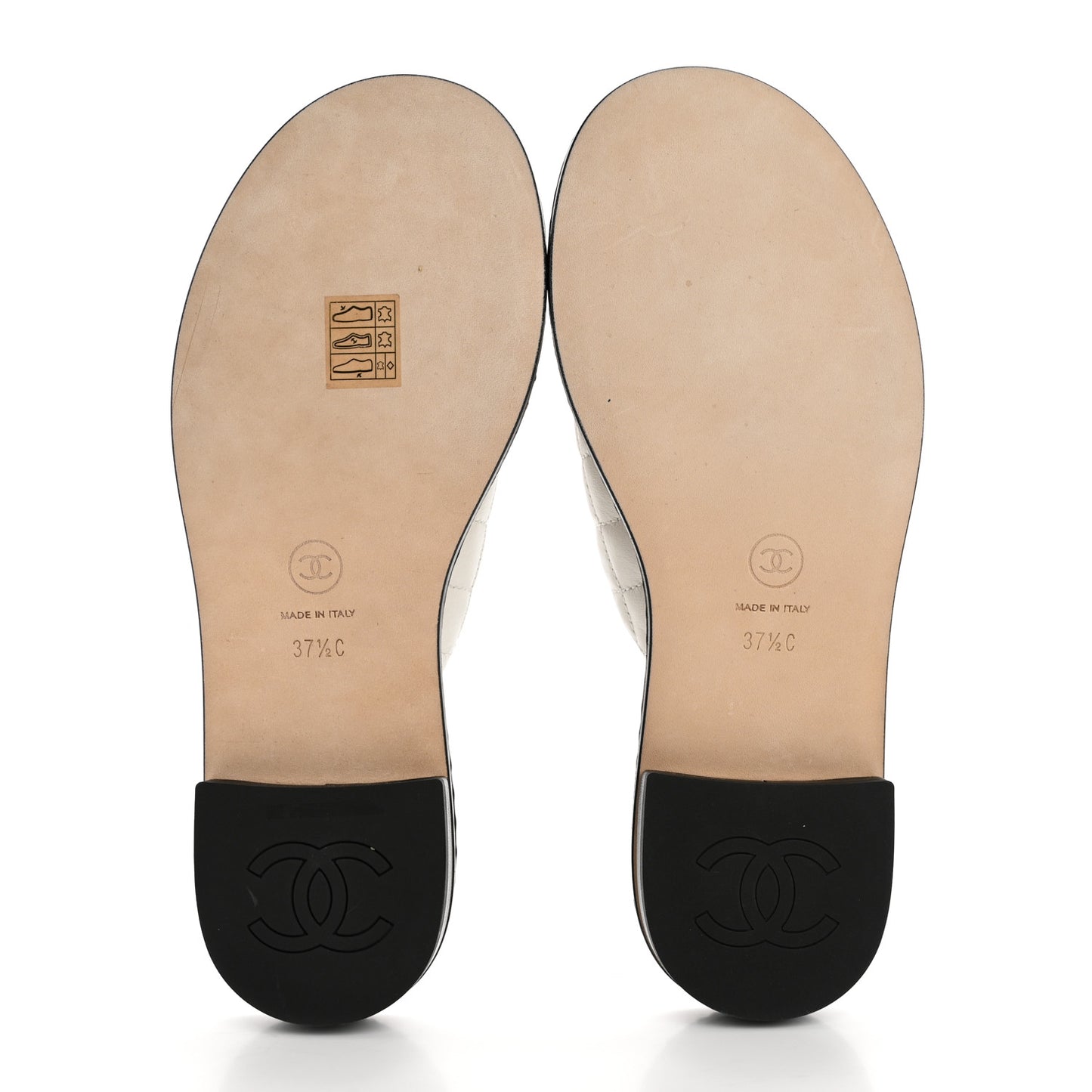 Lambskin Quilted Chain CC Sandals 37.5 White