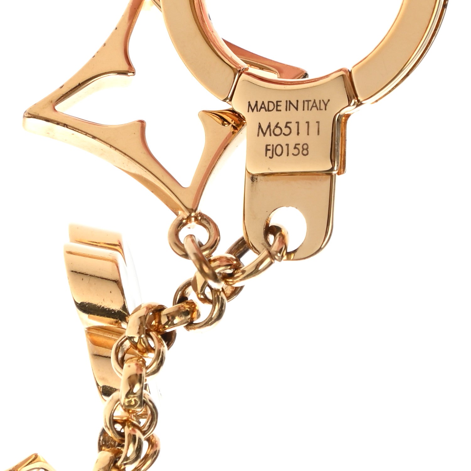 Louis Vuitton Brass Enamel Fleur De Monogram Bag Charm Chain Gold 4 of 6