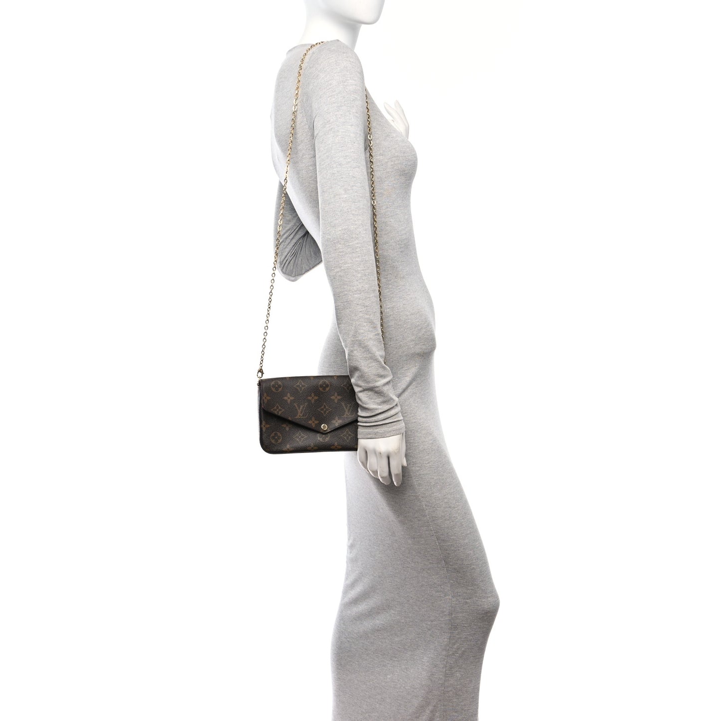 Monogram Pochette Felicie Chain Wallet Fuchsia