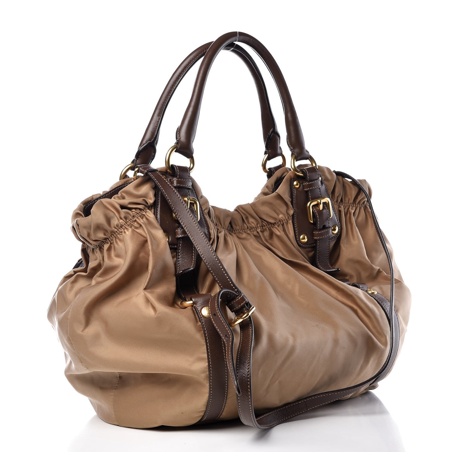 Tessuto Nylon Jacquard Logo Tote Cammello