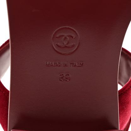 Chanel Velvet Metal Gripoix CC Thong Sandals 39 Burgundy 8 of 9