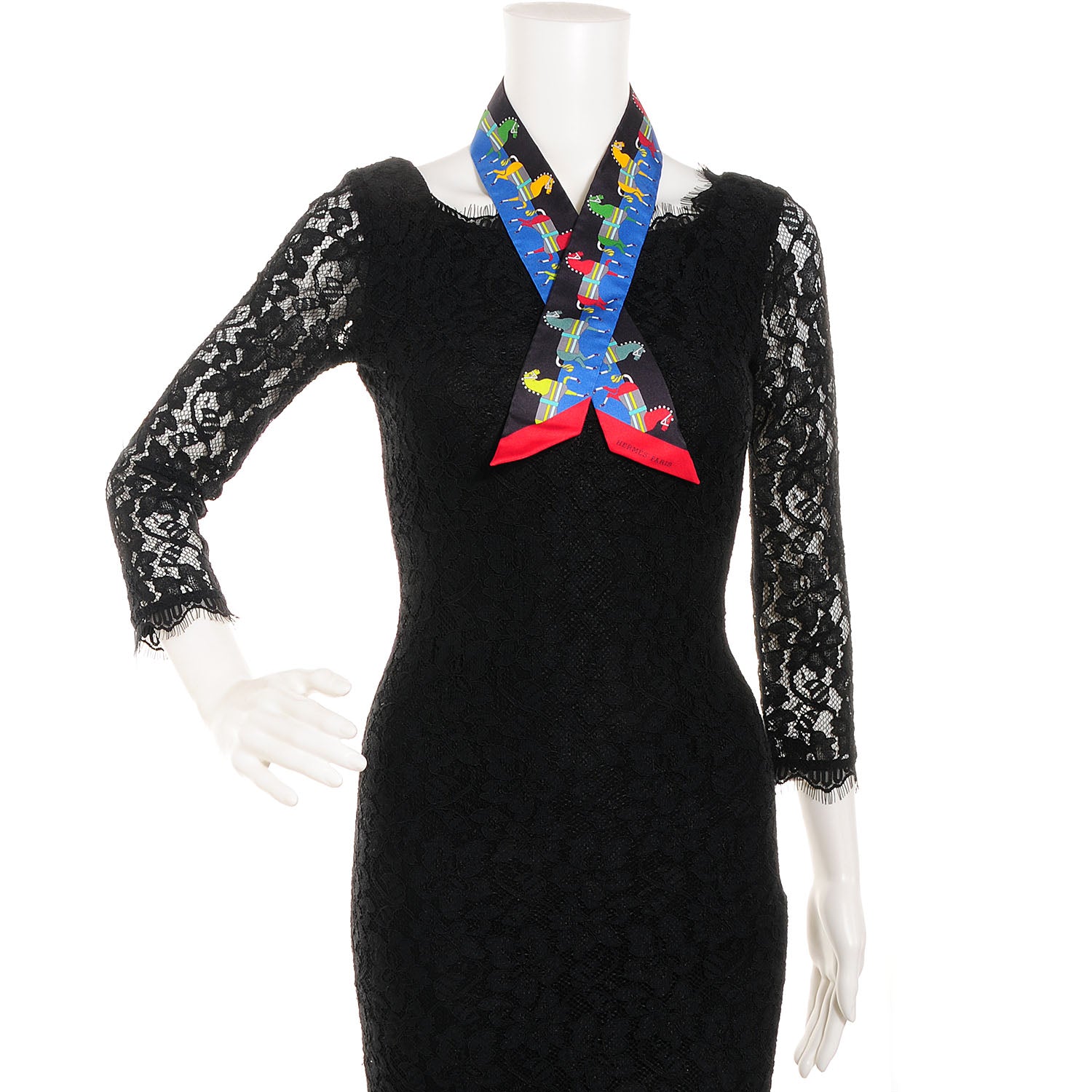 Hermes Silk Rocabar Twilly Bleu Noir Jaune 2 of 6