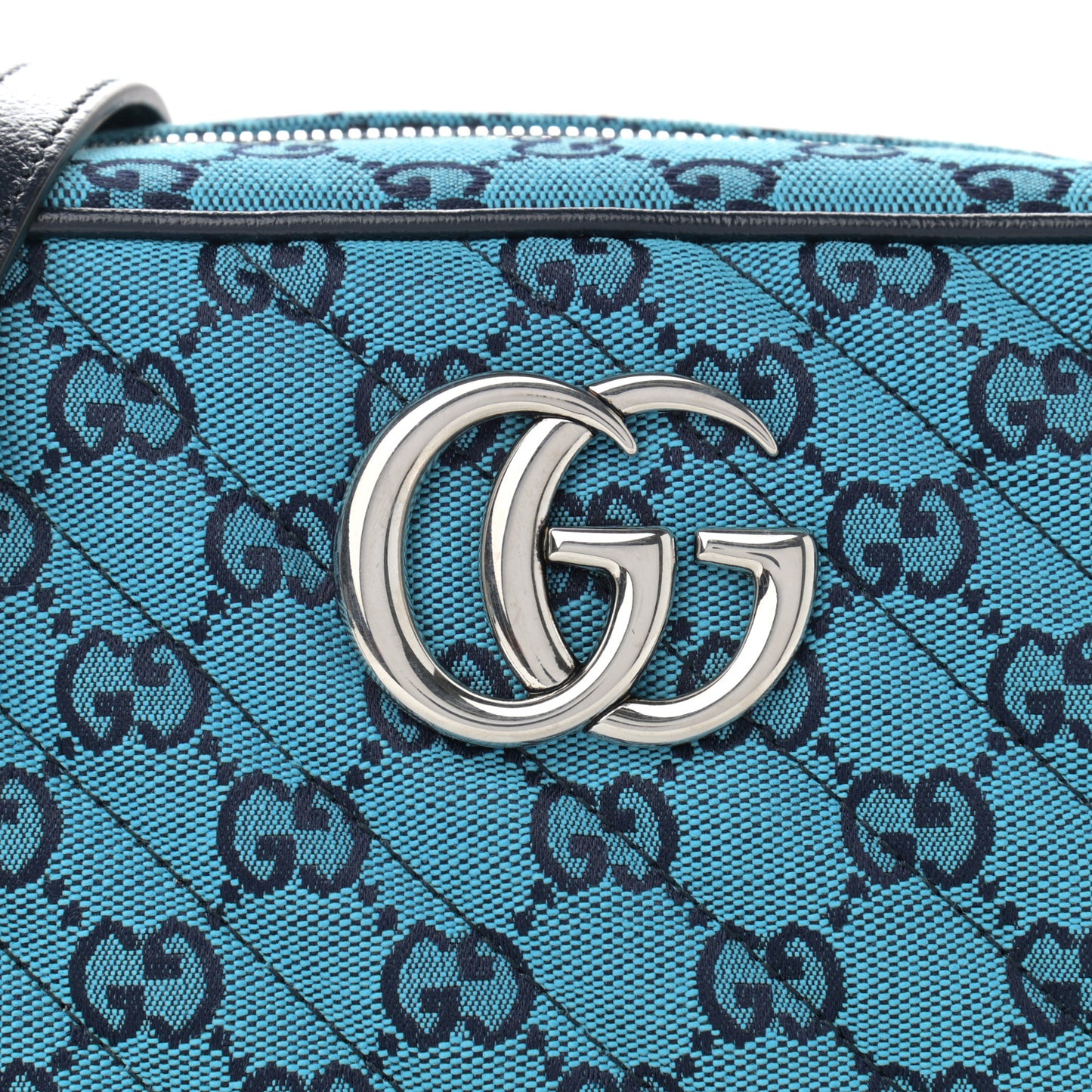 Monogram Multicolor Matelasse Diagonal Small GG Marmont Chain Shoulder Bag Light Blue