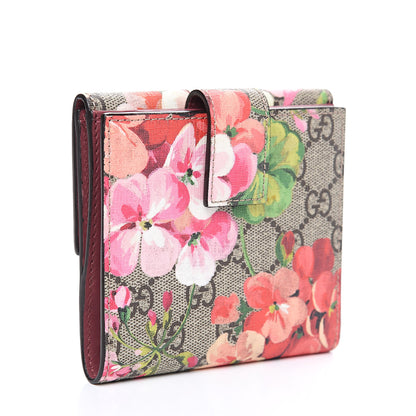 Gucci GG Supreme Monogram Blooms French Flap Wallet Beige Multicolor Dry Rose 2 of 7