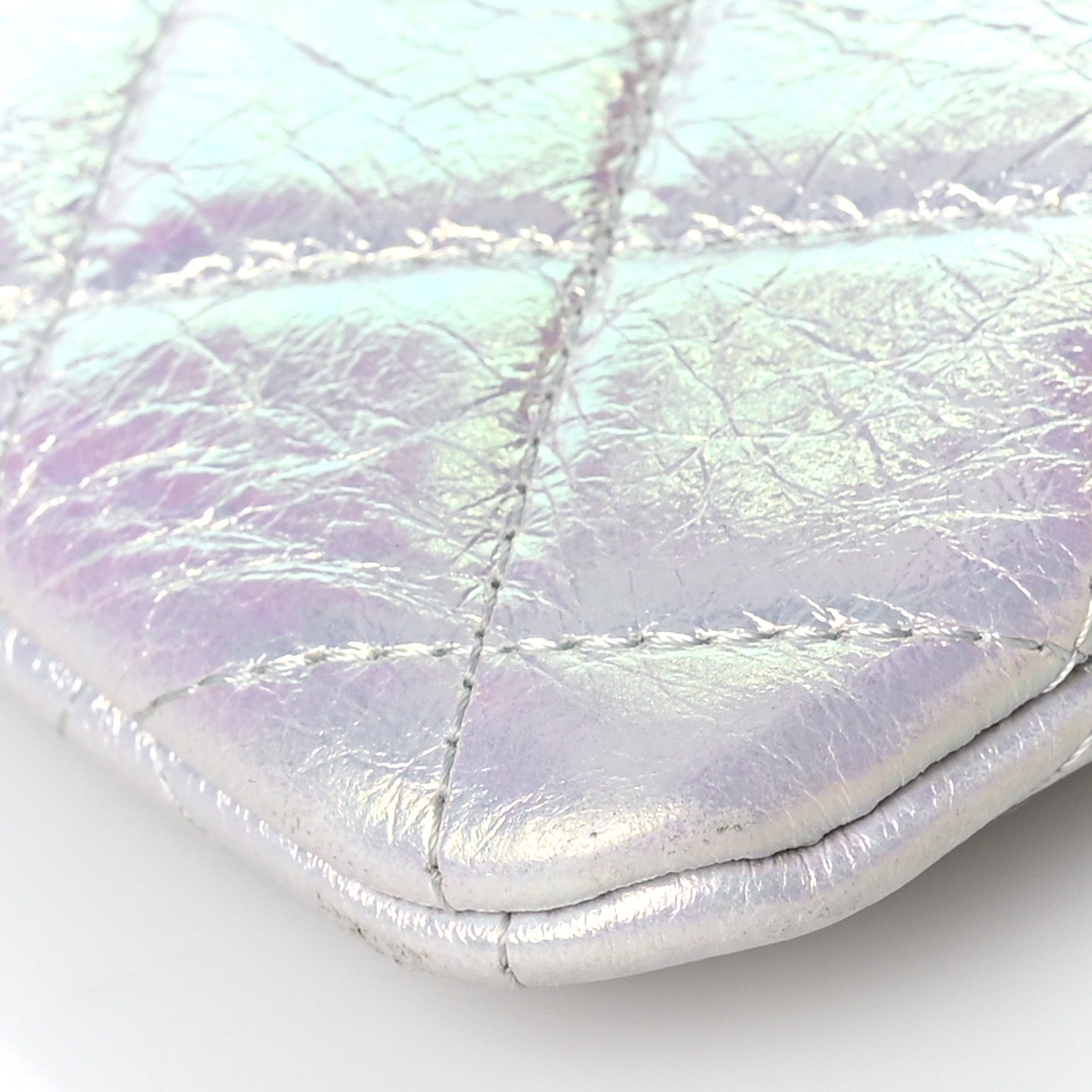 Chanel Iridescent Lambskin Quilted Medium Cosmetic Case Ivory 9 of 9