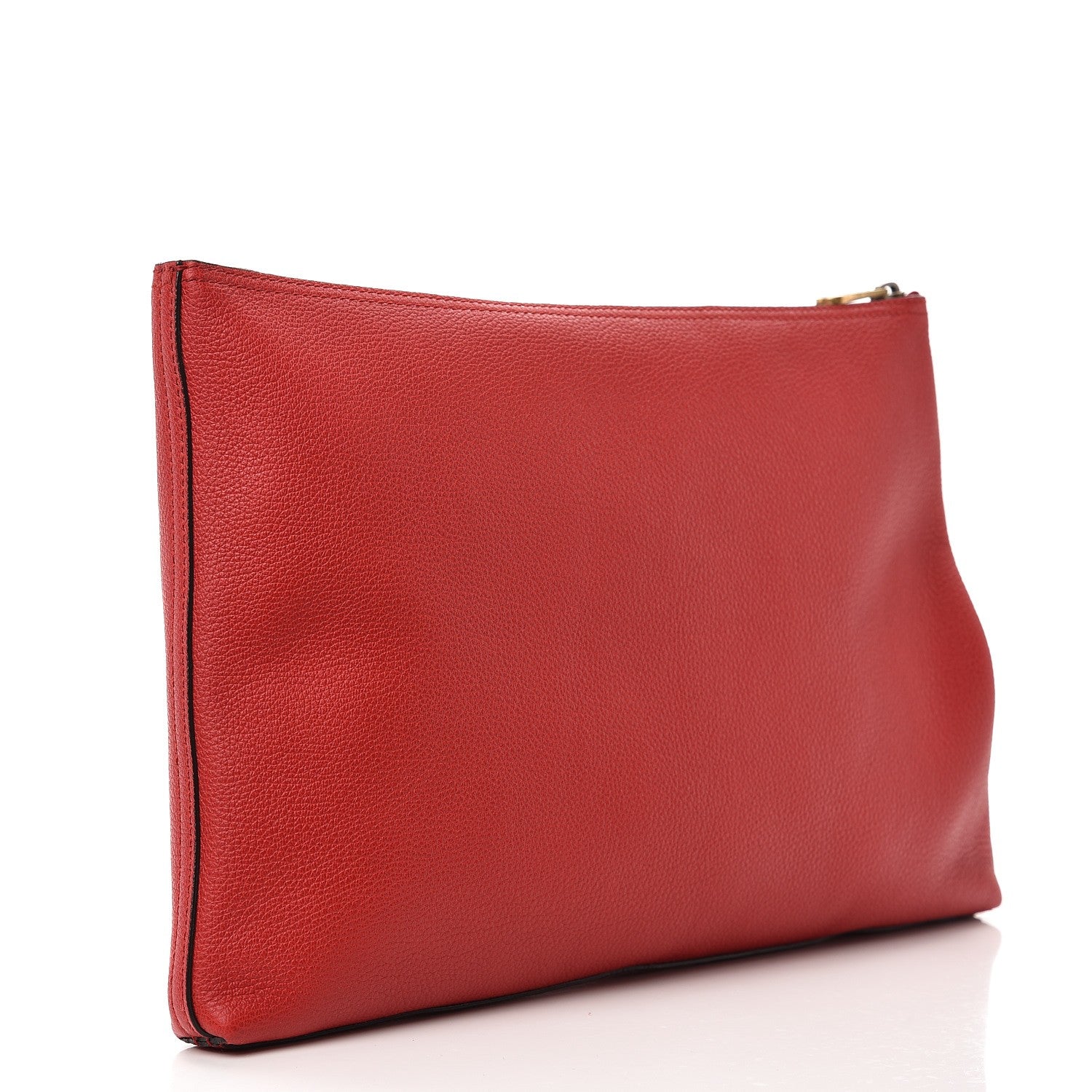 Gucci Pebbled Calfskin Large Logo Portfolio Clutch Hibiscus Red 3 of 7