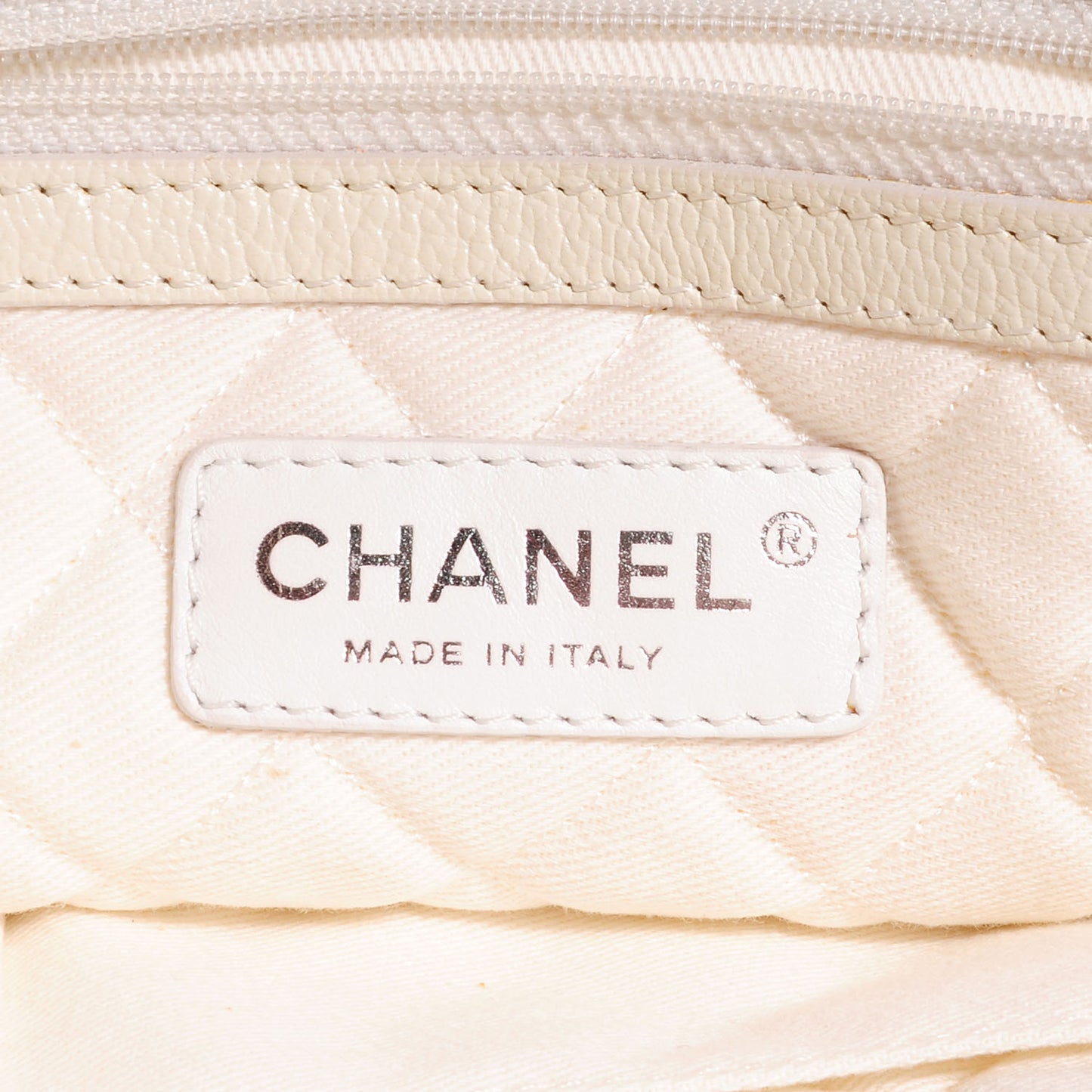 Leather Perforated CC Small Tote White