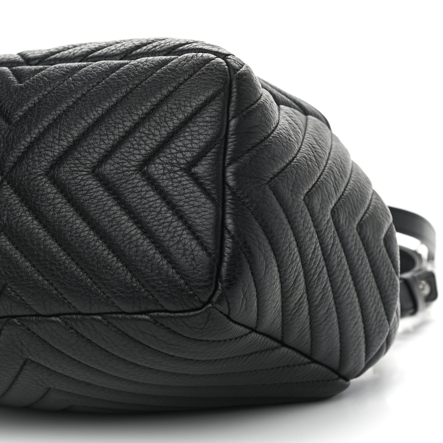 Deerskin Chevron Small CC Chain Bucket Drawstring Bag Black