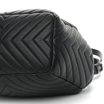 Chanel Deerskin Chevron Small CC Chain Bucket Drawstring Bag Black 10 of 11