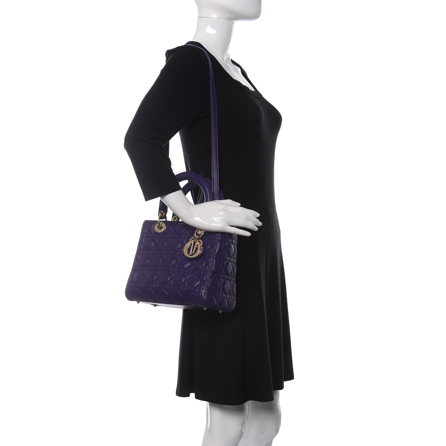 Christian Dior Lambskin Cannage Medium Lady Dior Purple 2 of 10