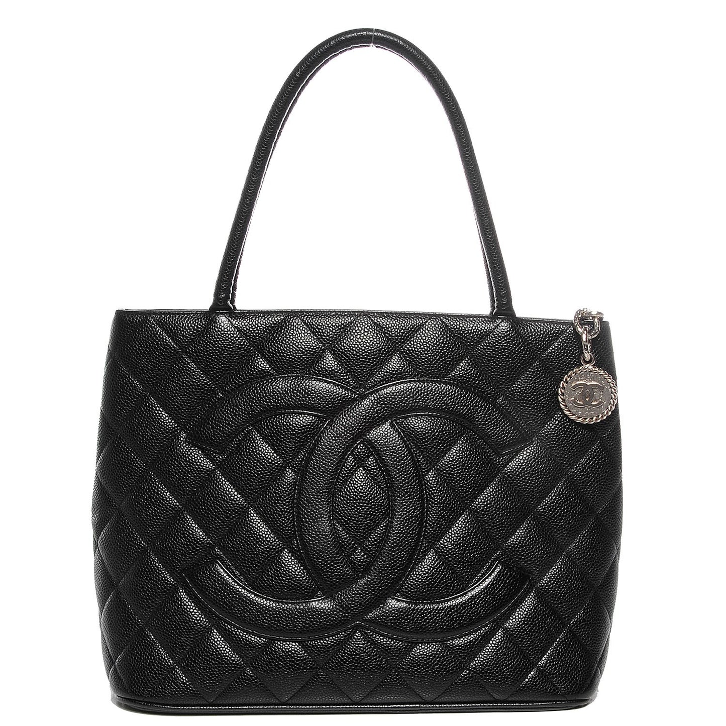 Caviar Quilted Medallion Tote Black