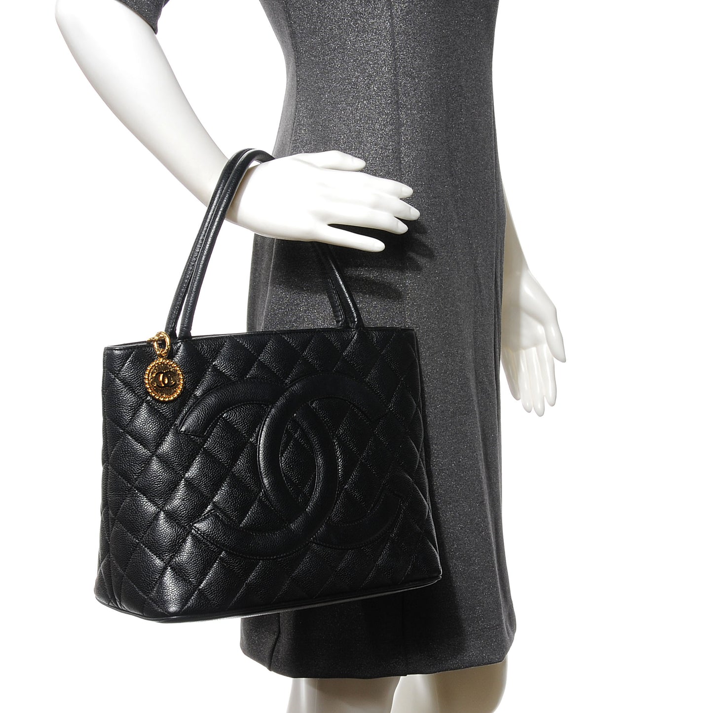 Caviar Medallion Tote Black