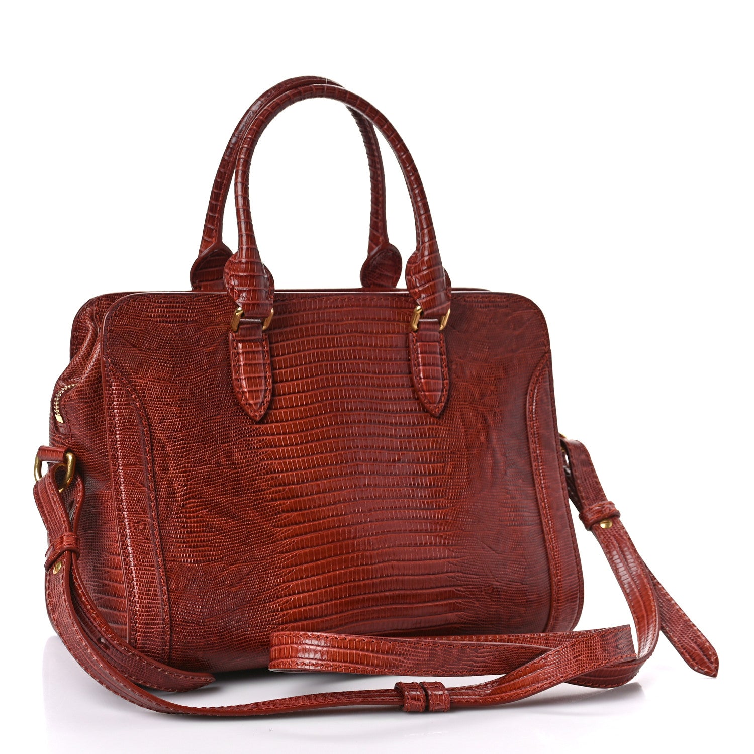 Alexander McQueen スカルパターンヒップバッグ Alexander McQueen Red Calfskin Leather Small Skull Padlock Zip