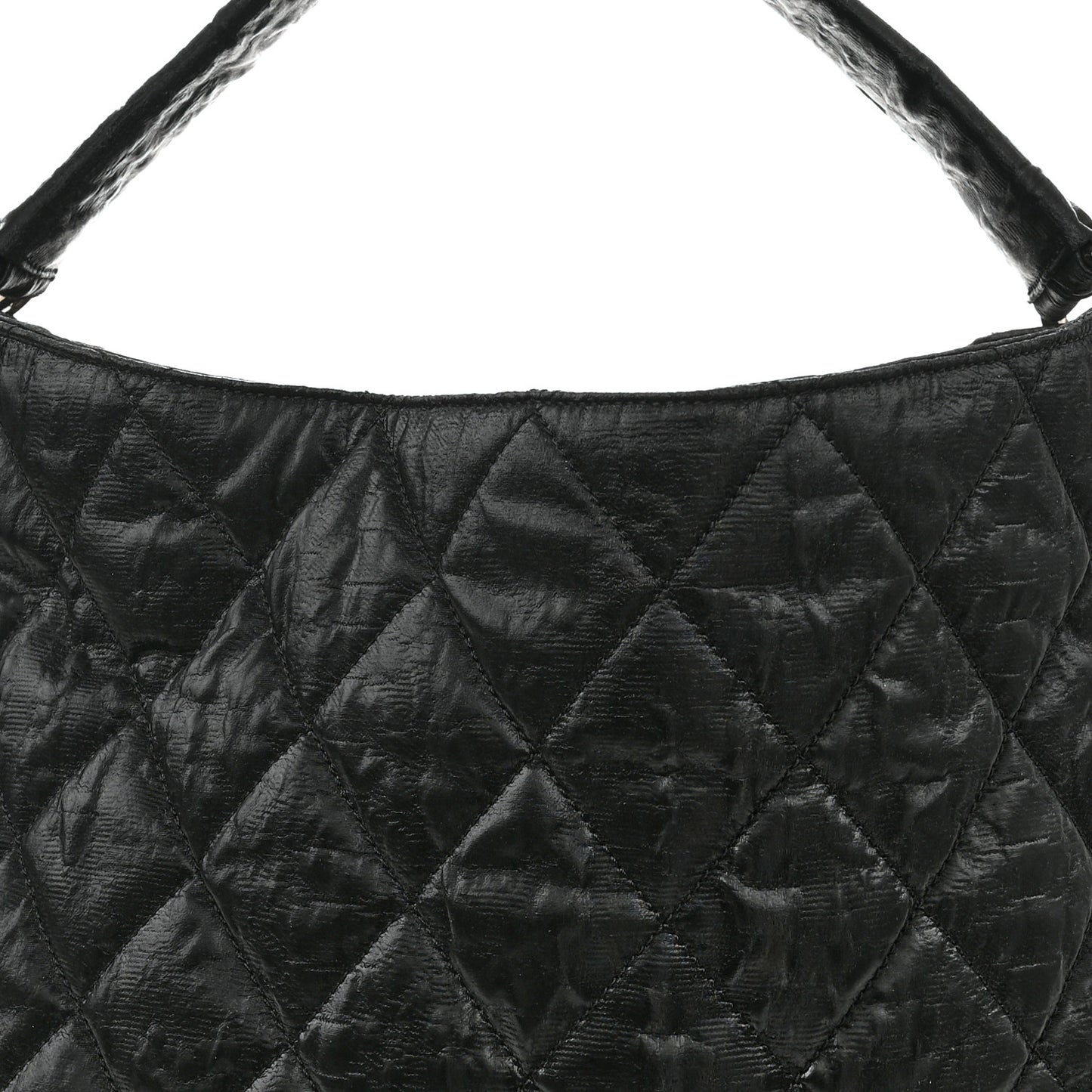 Crinkled Coated Canvas Le Marais Hobo Black