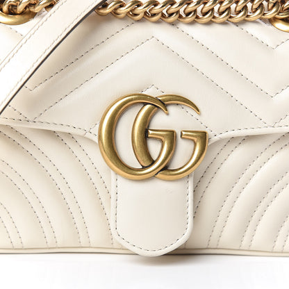 Gucci Calfskin Matelasse Mini GG Marmont Shoulder Bag White 10 of 10