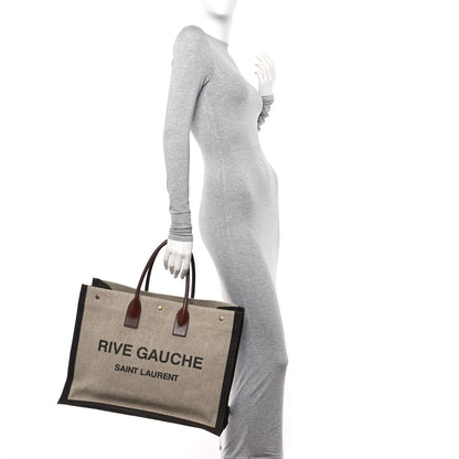Saint Laurent Linen Calfskin Rive Gauche Tote Natural 2 of 14