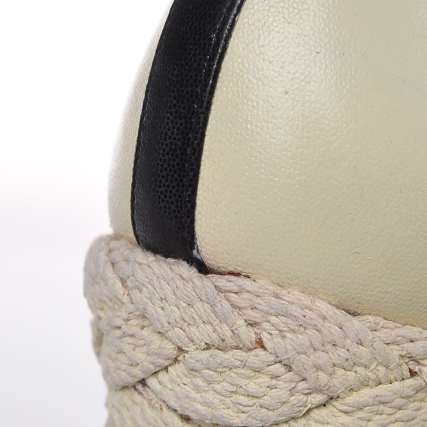 Lambskin Cap Toe Espadrille Wedge Pumps 40 Beige Black