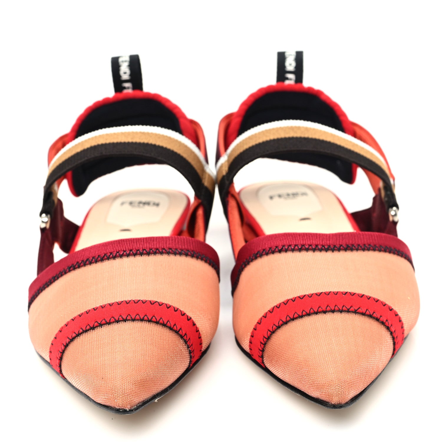 Fendi Technical Mesh Colibri Slingback Ballerina Flats 40 Fragola Mou Fango Ruggine 3 of 8