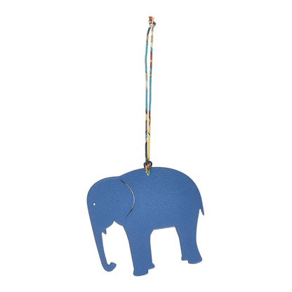 Hermes Togo Epsom Petit H Elephant Bag Charm Jaune Poussin Bleu Zanzibar 1 of 3