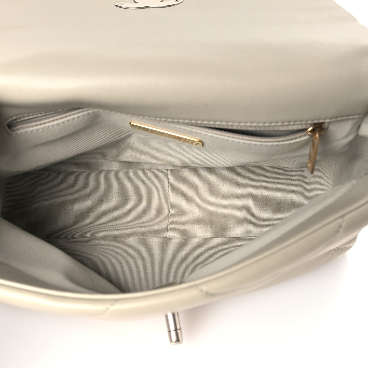 Lambskin Quilted Medium Chanel 19 Flap Light Grey