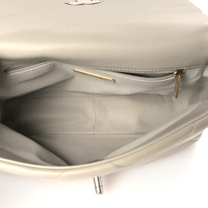 Chanel Lambskin Quilted Medium Chanel 19 Flap Light Grey 5 of 10