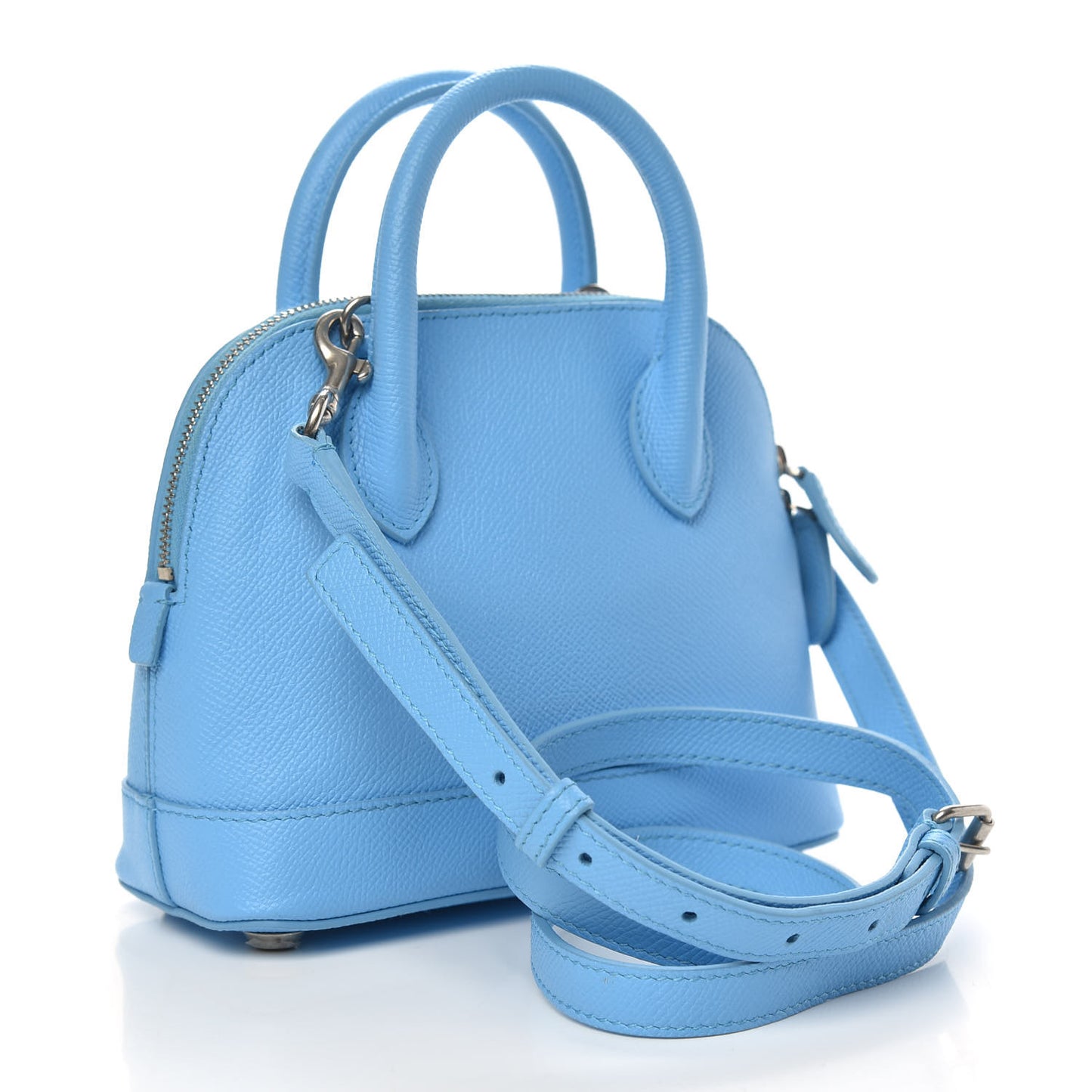 Signature Grained Calfskin Logo XXS Ville Top Handle Bag Baby Blue Black