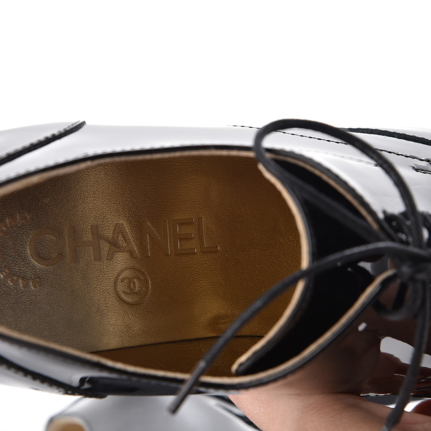 Chanel Patent Calfskin Cap Toe Short Boots 36 Black 7 of 9