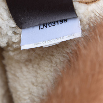 Prada Suede Shearling Mink Fur Crocodile Shoulder Bag Brown 9 of 19