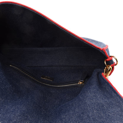 Fendi Denim Large Baguette Blue Rosso 6 of 16