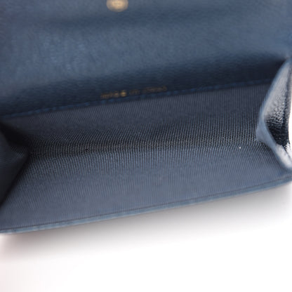 Chanel Metallic Caviar Quilted Flap Card Holder Dark Blue 5 of 9