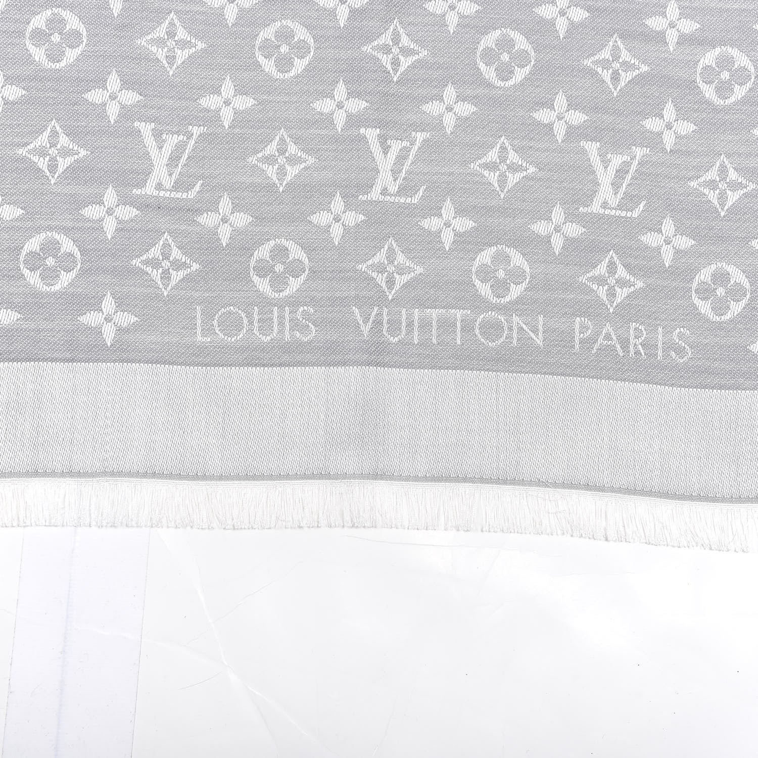 Louis Vuitton Wool Silk Monogram Denim Shawl Grey 2 of 3