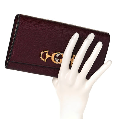 Gucci Grainy Calfskin Zumi Continental Wallet Vintage Bordeaux 2 of 7