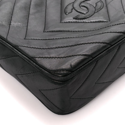 Chanel Lambskin Chevron Quilted Tassel Camera Case Black 10 of 11