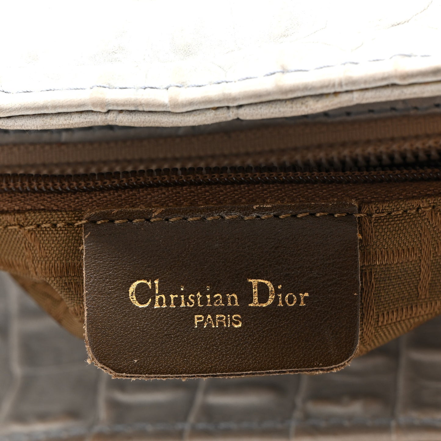 Calfskin Alligator Embossed Medium Lady Dior Light Blue