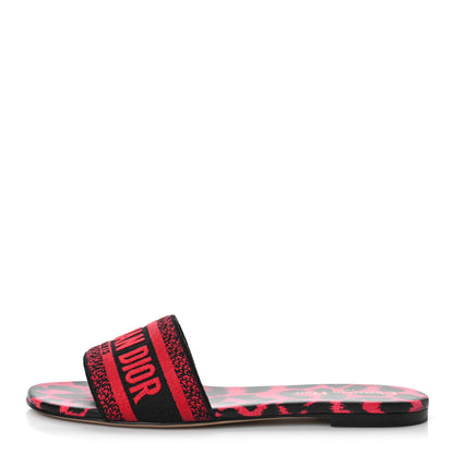 Christian Dior Canvas Pop Heart I Love Paris Embroidered Dway Flat Slide Sandals 38.5 Deep Blue Red 1 of 11