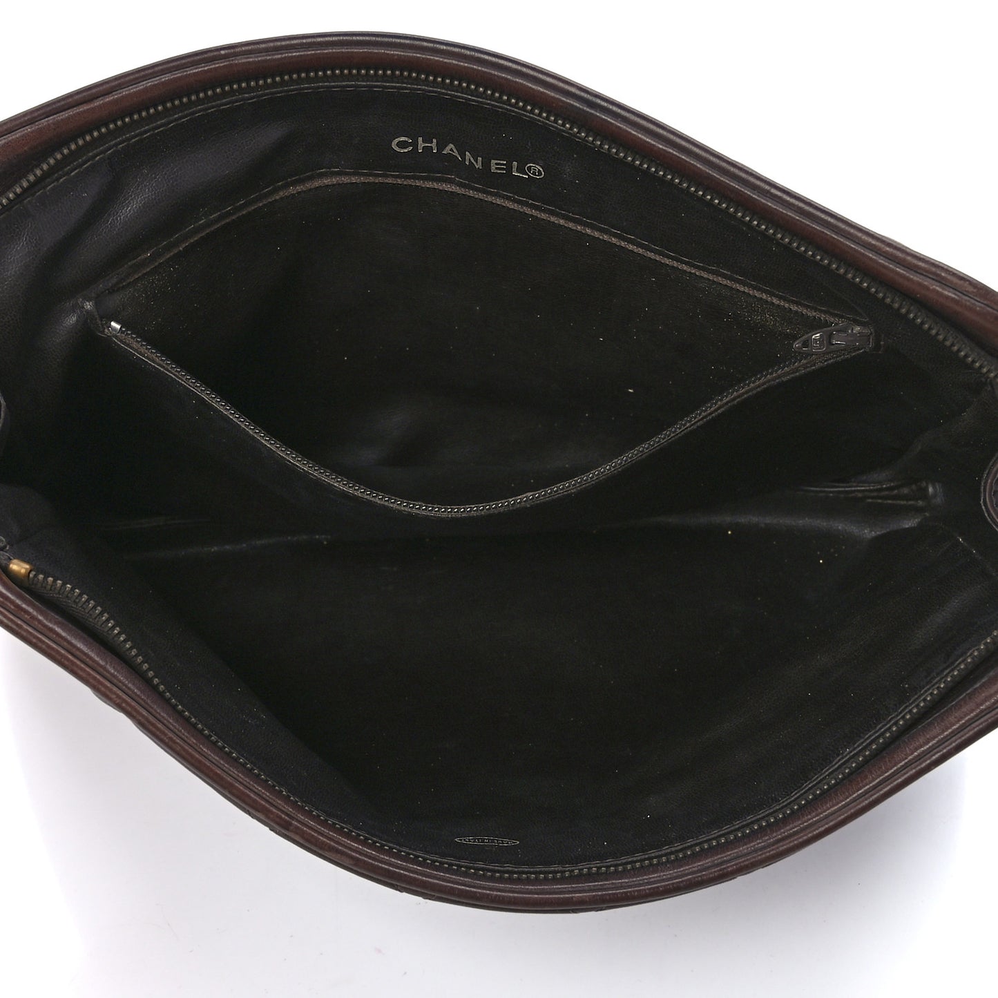 Lambskin Quilted Cosmetic Case Brown