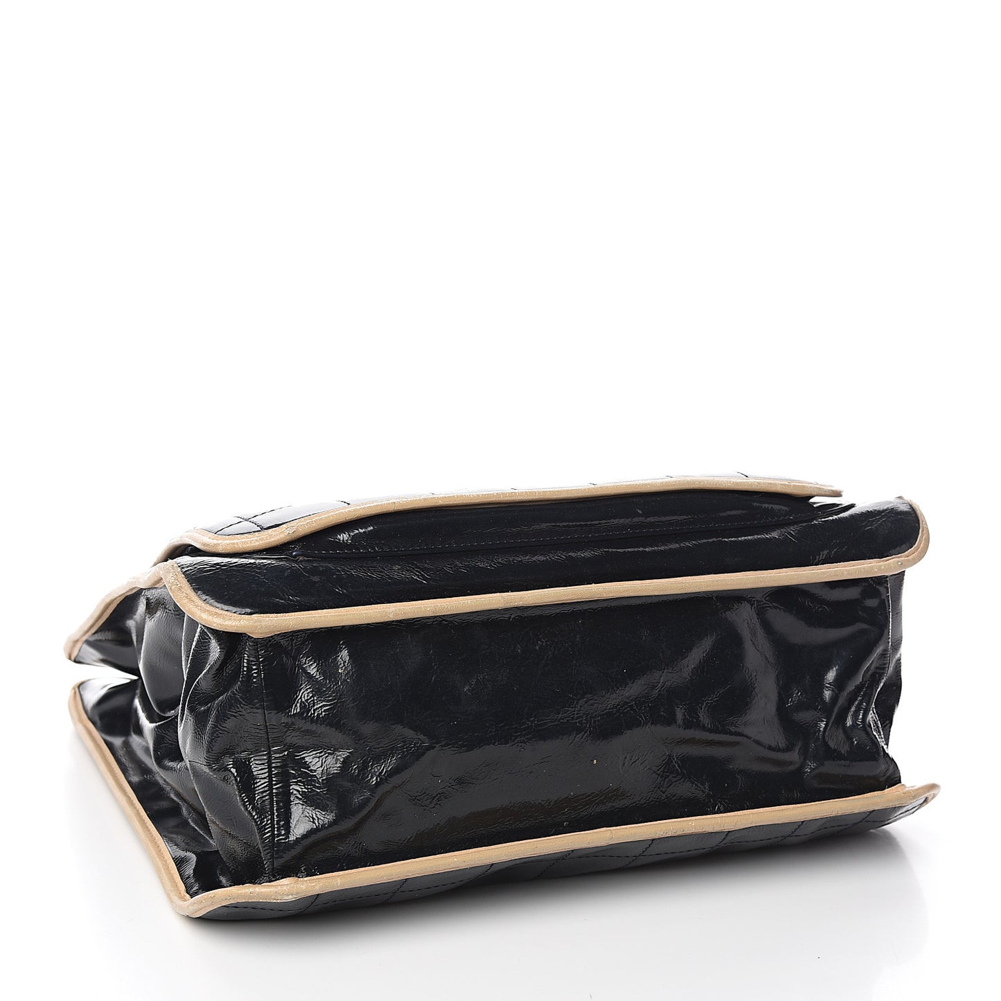 Patent Chocolate Bar Quilted Tote Black