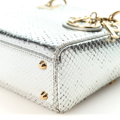 Christian Dior Metallic Snakeskin Mini Lady Dior Silver 10 of 10