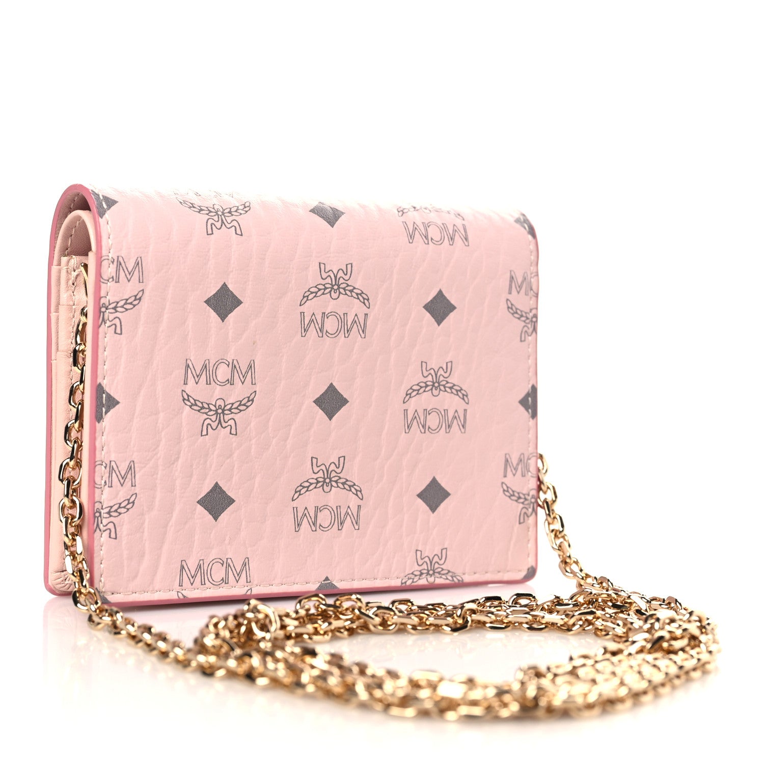 MCM Visetos Original Mini Chain Wallet Light Pink 3 of 11