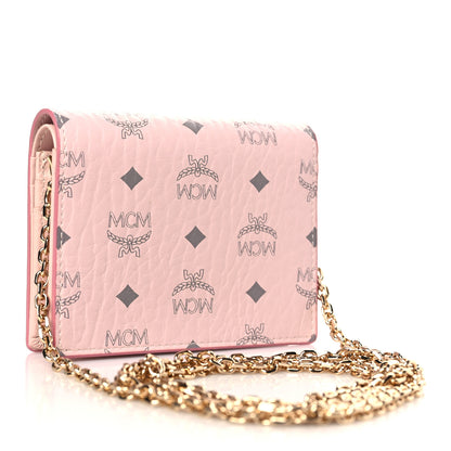 MCM Visetos Original Mini Chain Wallet Light Pink 3 of 11