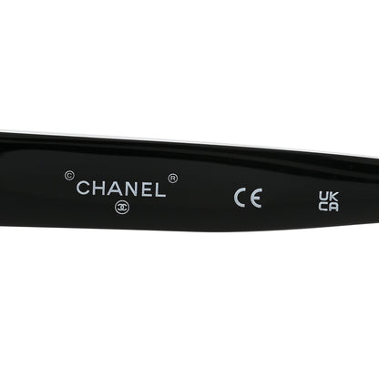 Chanel Acetate Calfskin Chain Rectangle Sunglasses 71625A Black 5 of 10