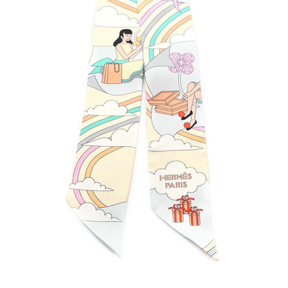 Hermes Silk Carres Volants Twilly Jaune Soufre Ciel Vert Jade 2 of 3