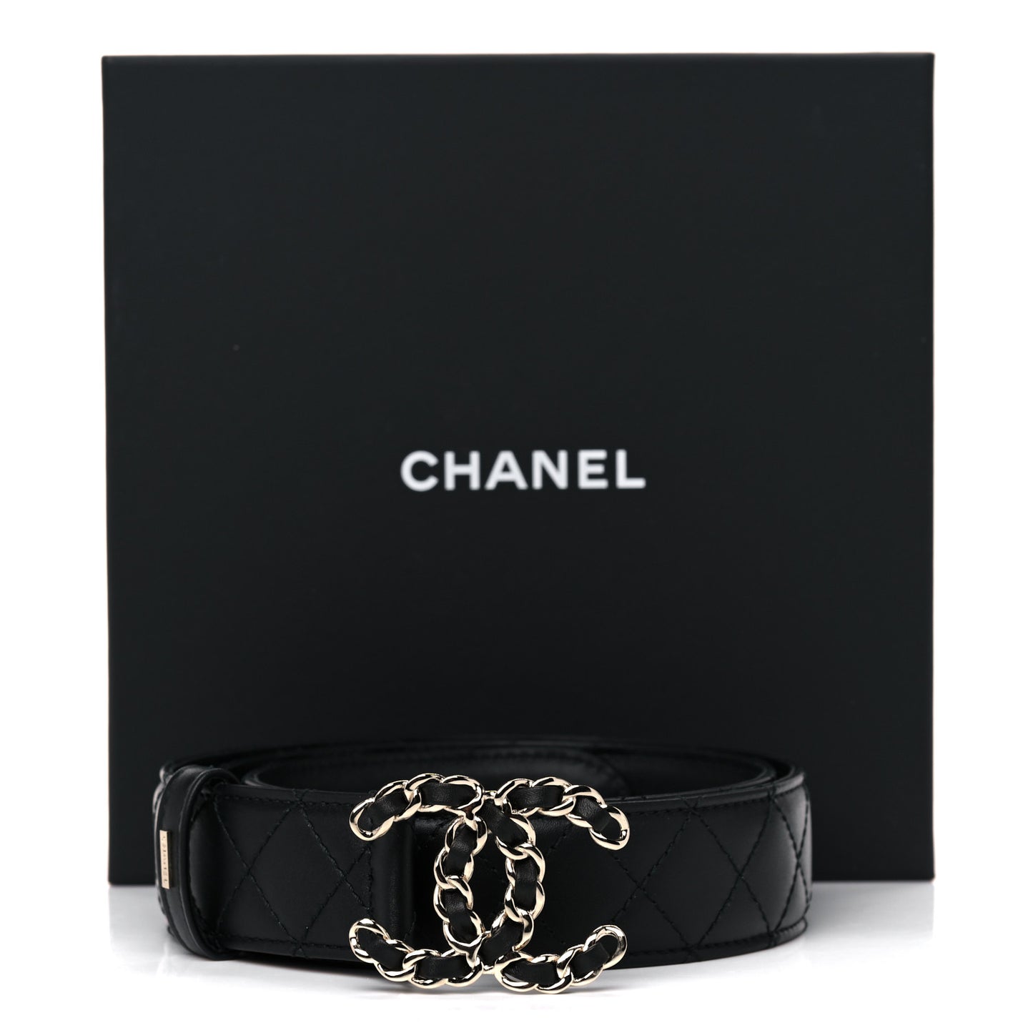 Lambskin Quilted CC Chain Belt 85 34 Black