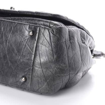 Chanel Metallic Aged Calfskin Quilted Large Pondichery Flap Dark Grey 10 of 10